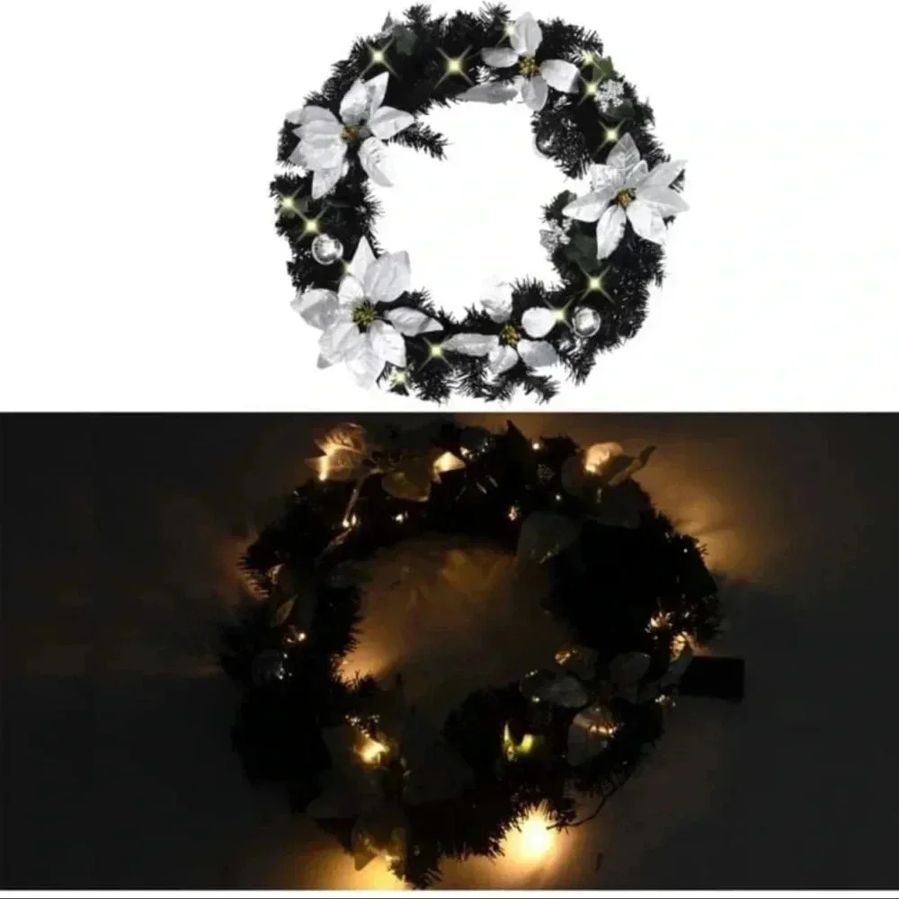 New CHARMMA‎ Christmas Wreath with LED Lights Black 23.6